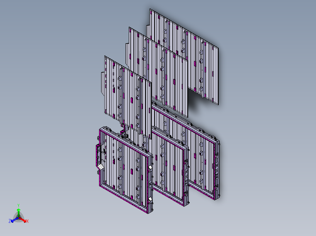 红旗电动汽车三款电池盒及底板正等轴测图
