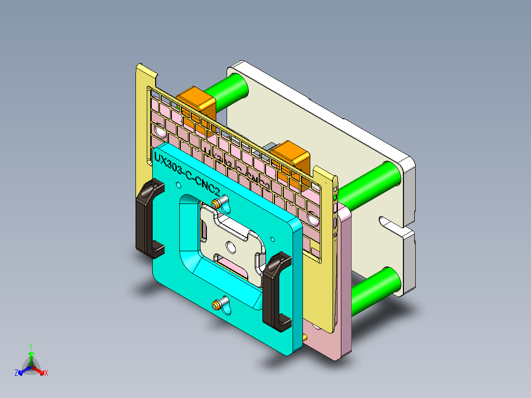 UX303-C-笔记本CNC工装夹具三维模型CNC2-0924正等轴测图