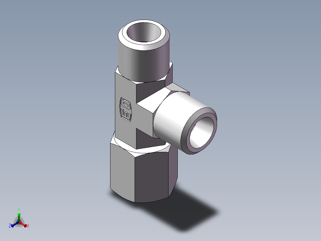 CC+CD 三通组合接头、CC-12正等轴测图