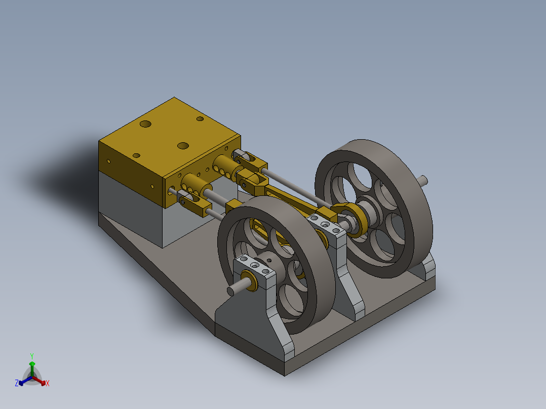 蒸汽机2-cylinder-horizontal-mill-steam-engi-模型格式为 sw主视图