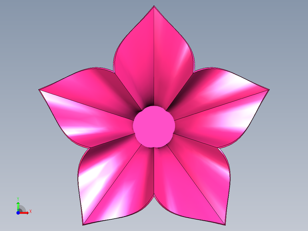 花瓣型花瓶前视图