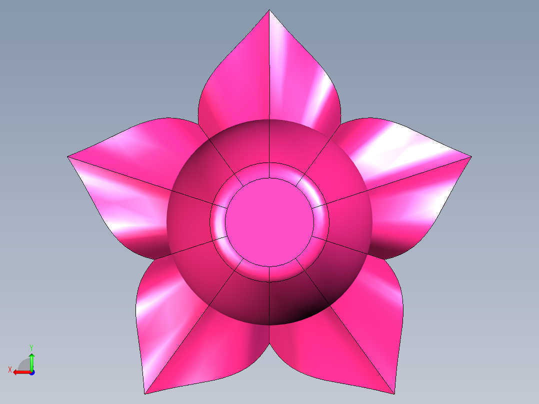 花瓣型花瓶后视图