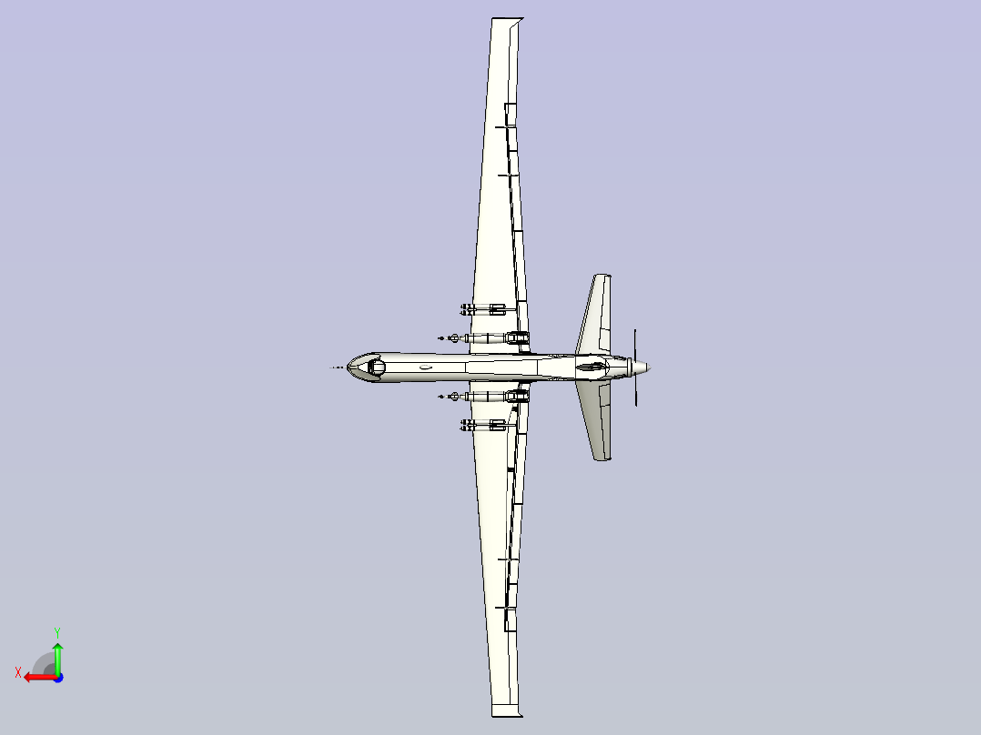 MQ-9无人机3D数模图纸后视图