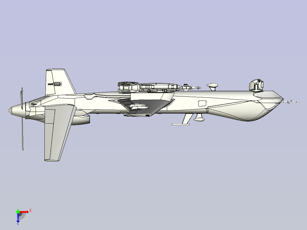 MQ-9无人机3D数模图纸俯视图