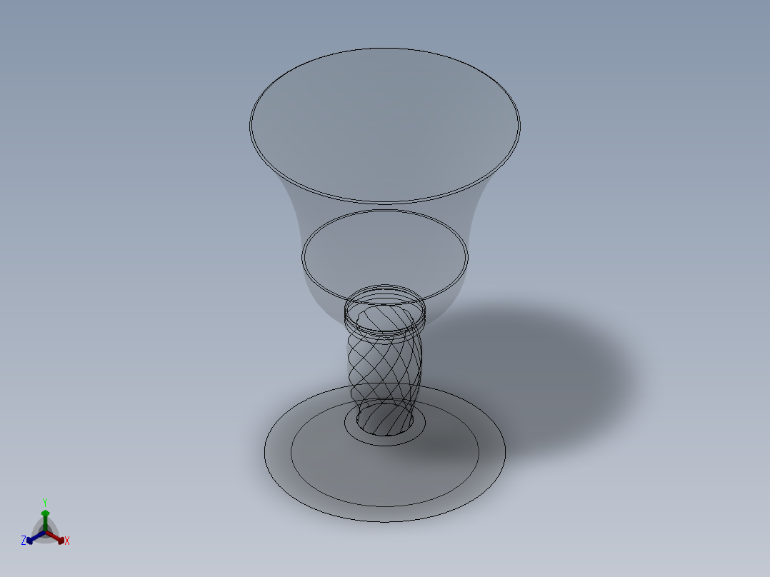 高脚酒杯正等轴测图