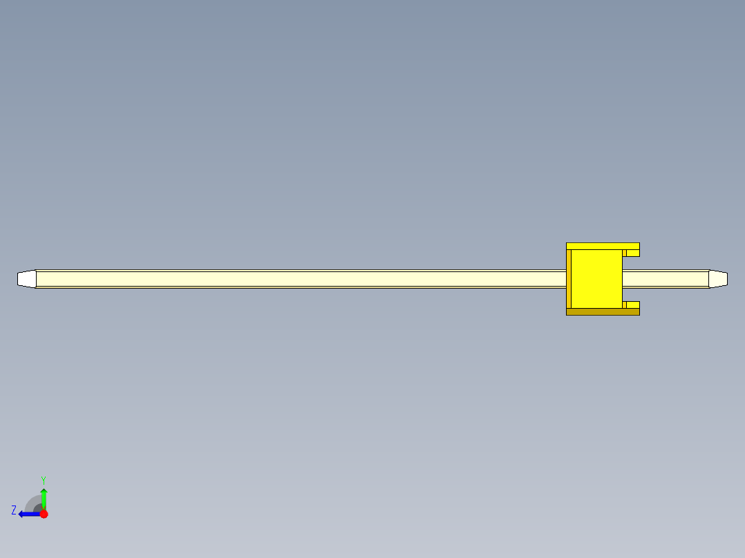 彩色公头100mil（2.54mm）系列-DS1021_yellow_1x03p_100mil_Type19_rev1.0右视图
