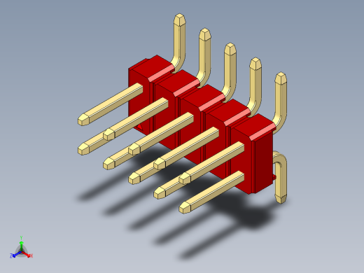 彩色公排针 100mil 2.54mm 系列-DS1022_red_10p_100mil_TypeSMT_rev1.0