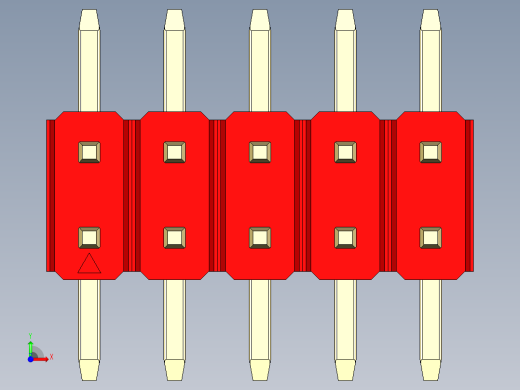 彩色公排针 100mil 2.54mm 系列-DS1022_red_10p_100mil_TypeSMT_rev1.0前视缩略图