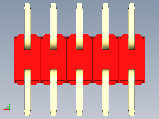 彩色公排针 100mil 2.54mm 系列-DS1022_red_10p_100mil_TypeSMT_rev1.0后视缩略图