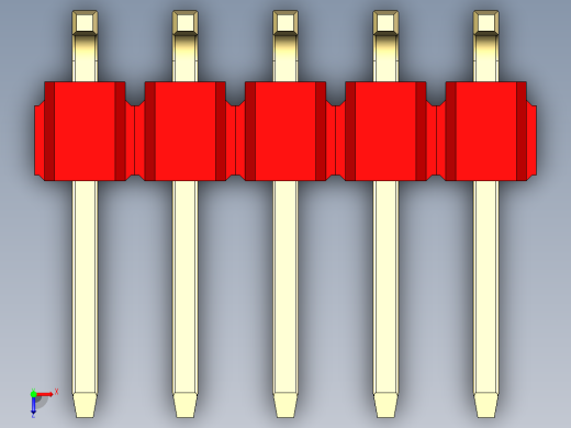 彩色公排针 100mil 2.54mm 系列-DS1022_red_10p_100mil_TypeSMT_rev1.0俯视缩略图