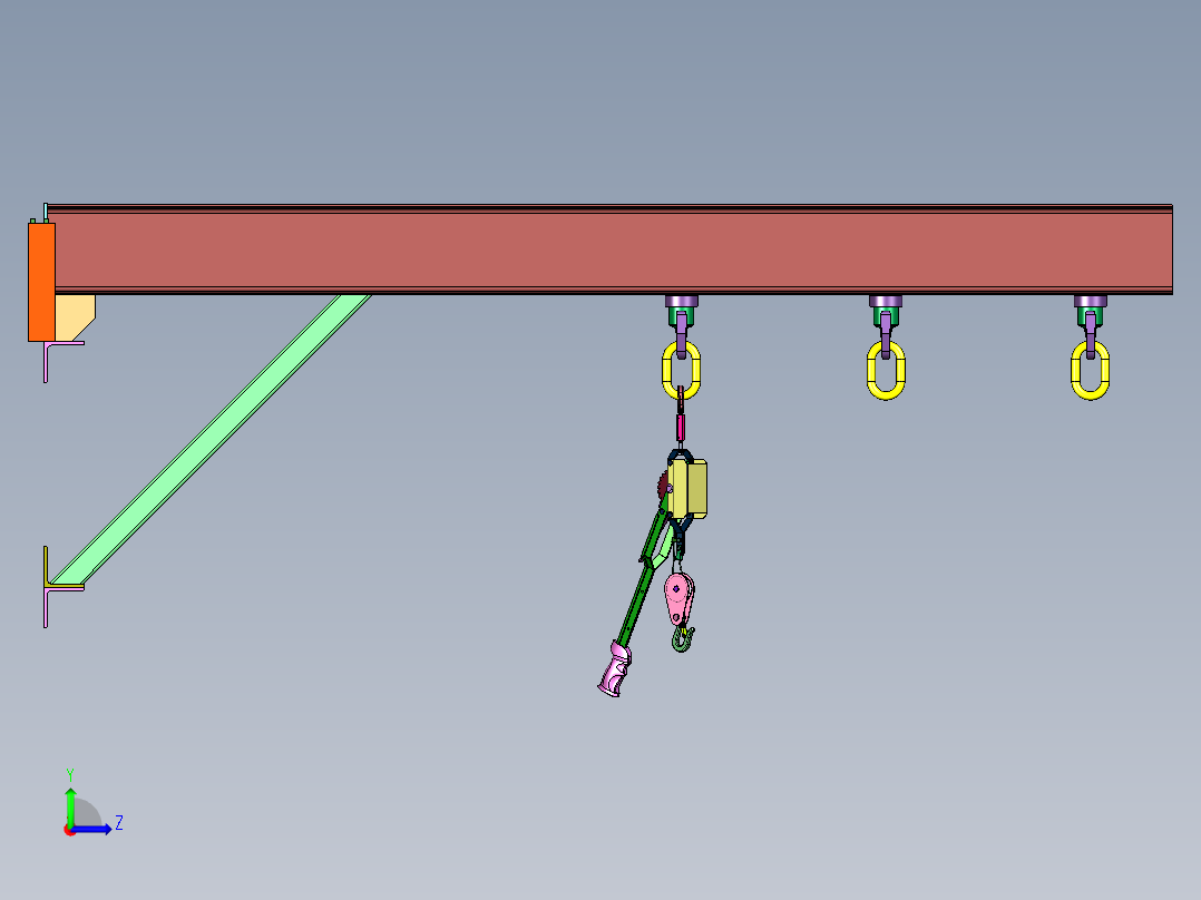 墙壁手动吊挂吊机左视图