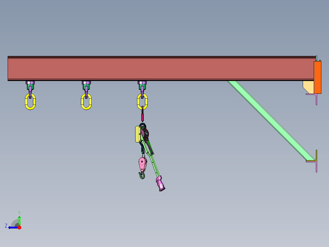 墙壁手动吊挂吊机右视图