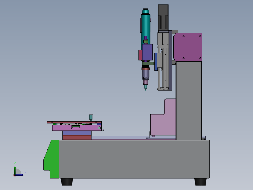 桌面式自动打螺丝机 3D数模非标自动化机械3D图纸左视图