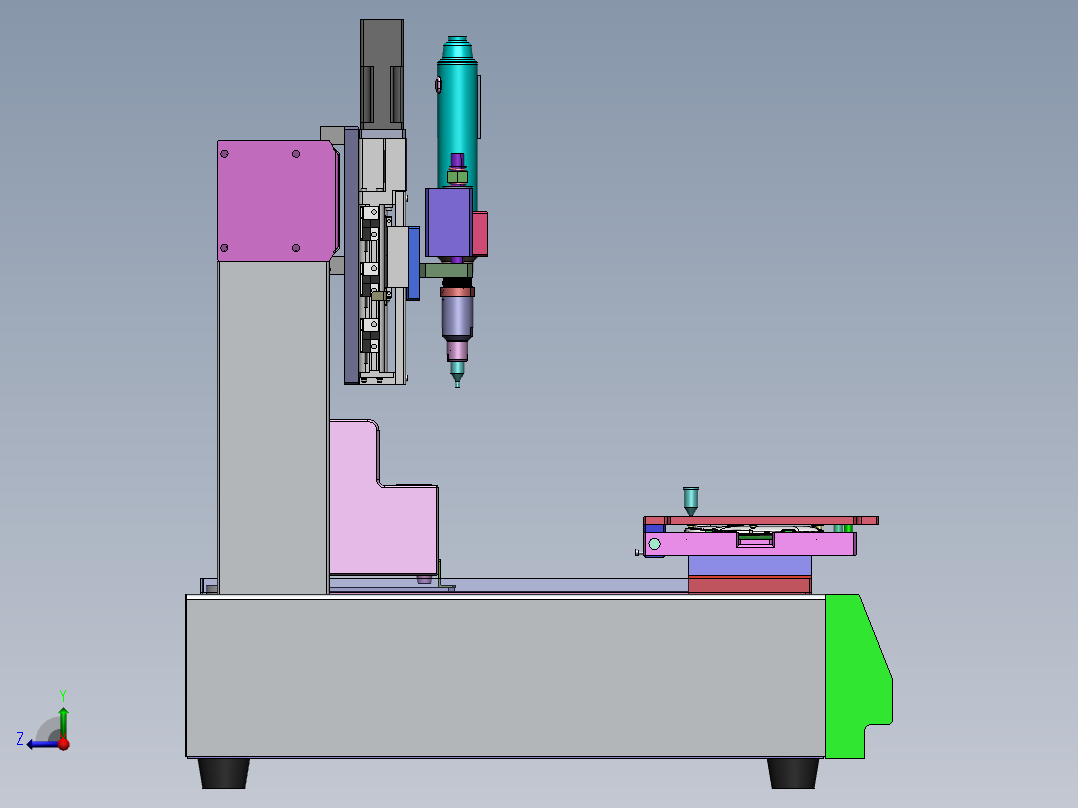 桌面式自动打螺丝机 3D数模非标自动化机械3D图纸右视图