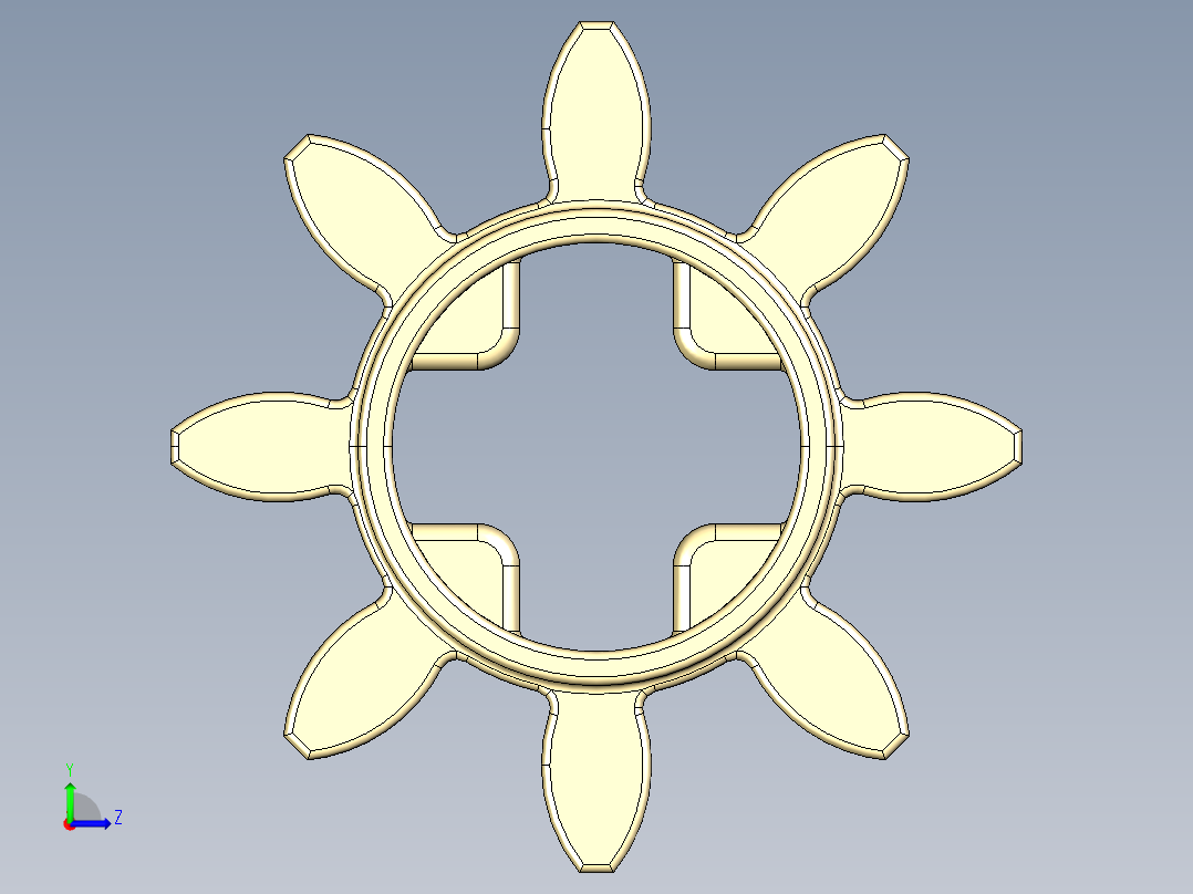 3647 Tan Technic Gear 8 Tooth.STEP左视图