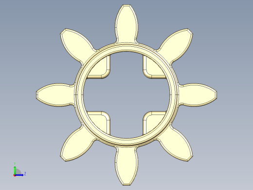 3647 Tan Technic Gear 8 Tooth.STEP左视缩略图