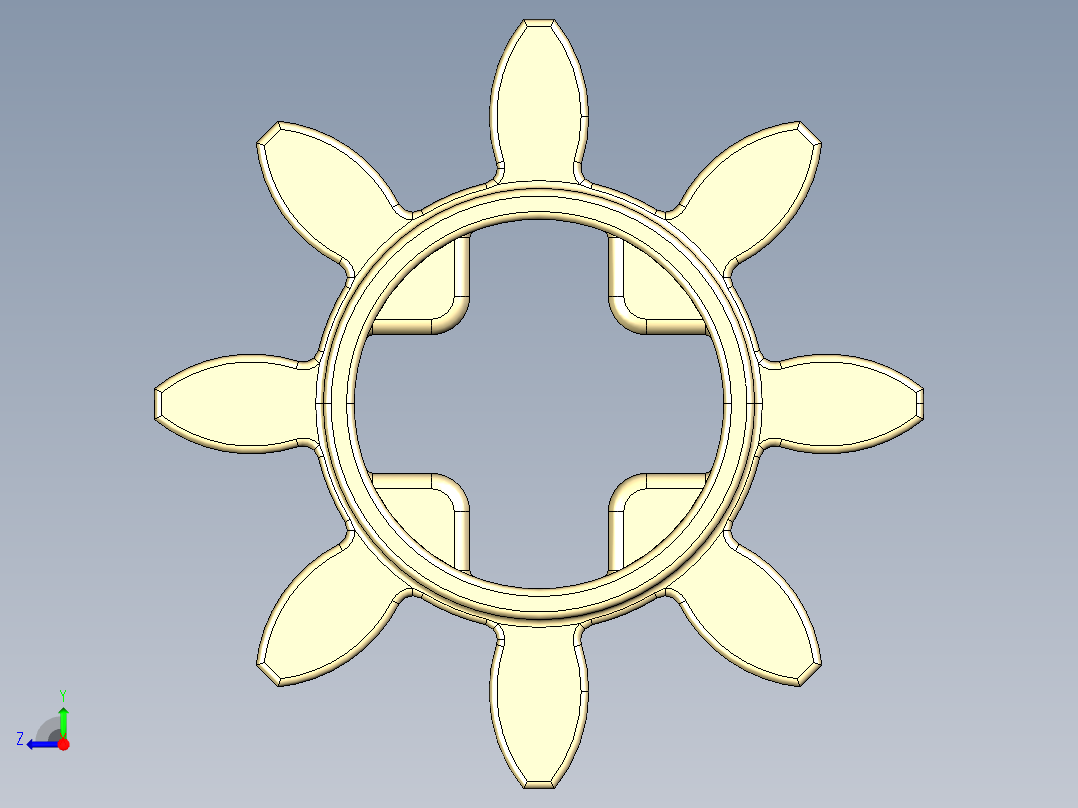 3647 Tan Technic Gear 8 Tooth.STEP右视图