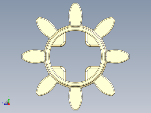 3647 Tan Technic Gear 8 Tooth.STEP右视缩略图