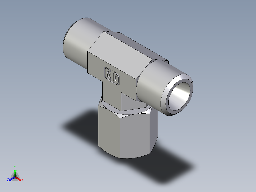 卡套式工业通用硬管接头EO_Swivel_nut_branch_tee_ET06LOMD71主视图