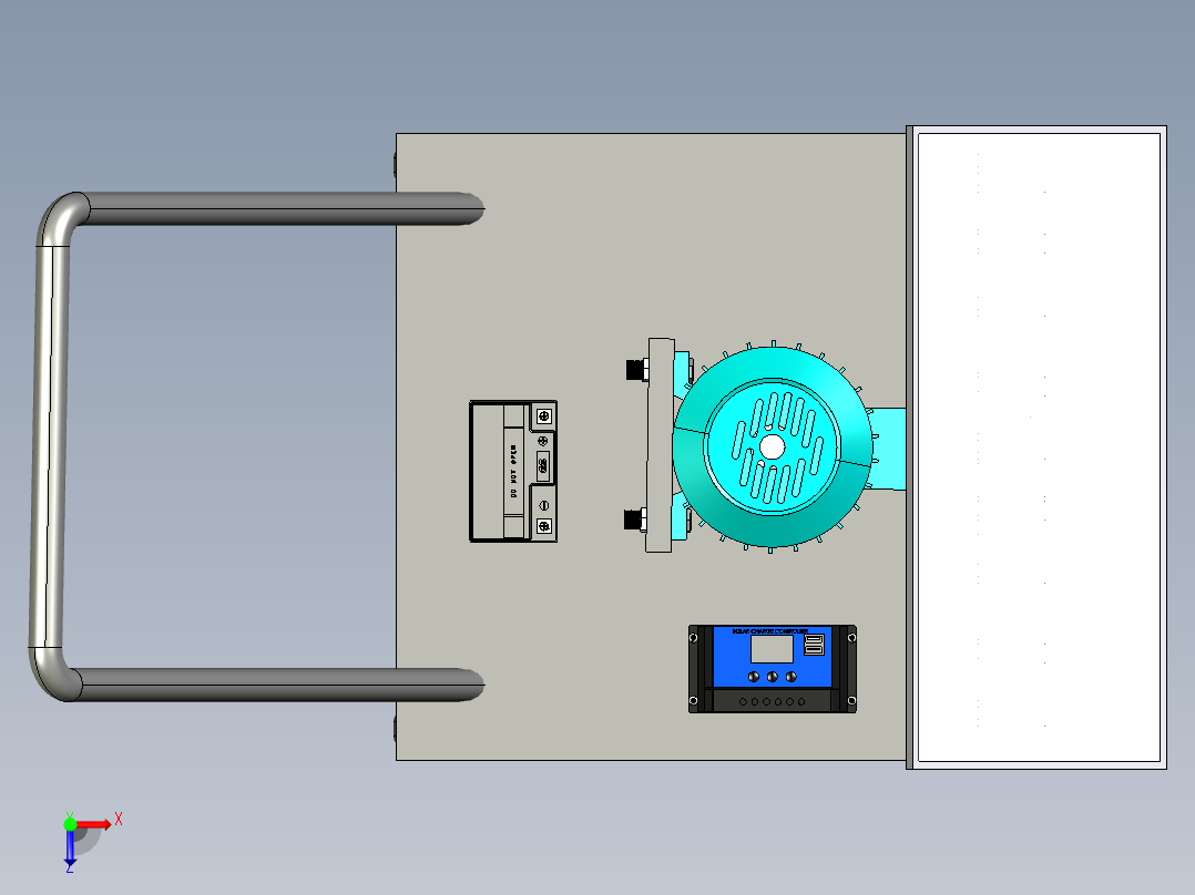 太阳能电池板割草机俯视图