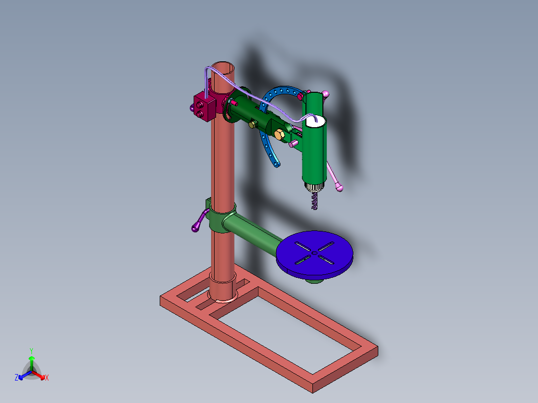 工业级工作台微型钻孔机正等轴测图