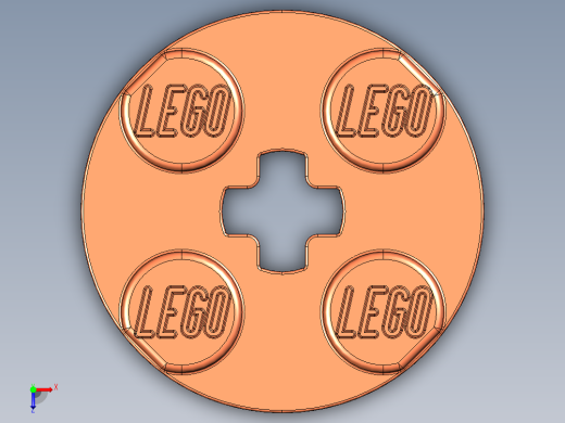 乐高零件 4032 板 2 x 2 圆形-4032 Bright Reddish Orange Plate 2 x 2 Round.STEP俯视缩略图