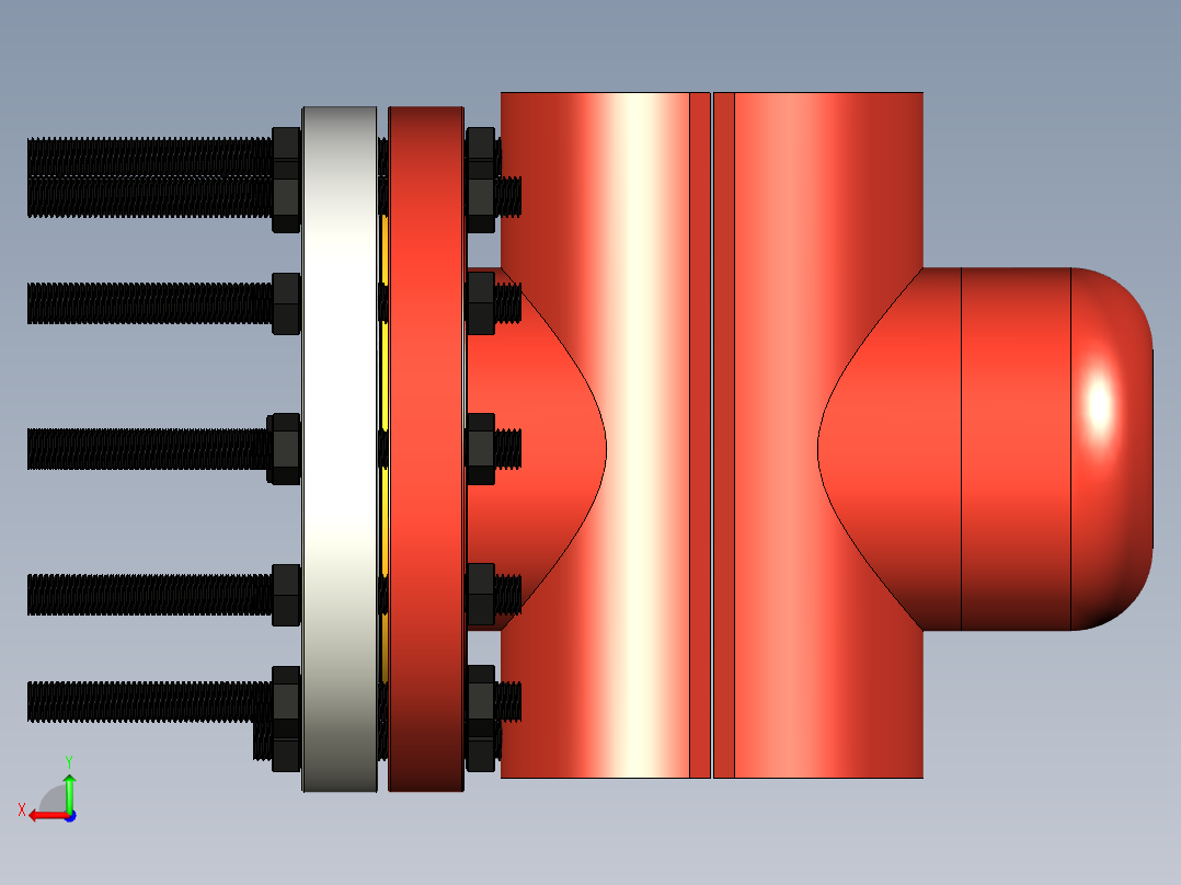 管件接头、螺纹接头、三通(35)后视图