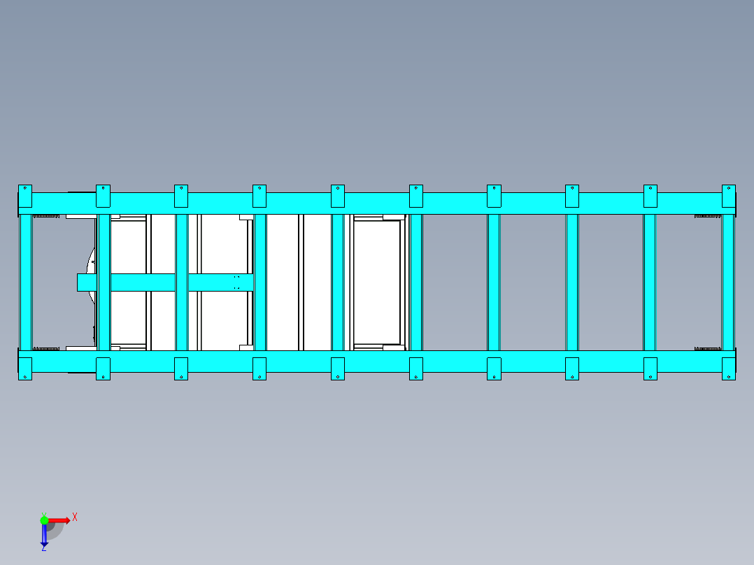 大型重载地轨输送平台俯视图