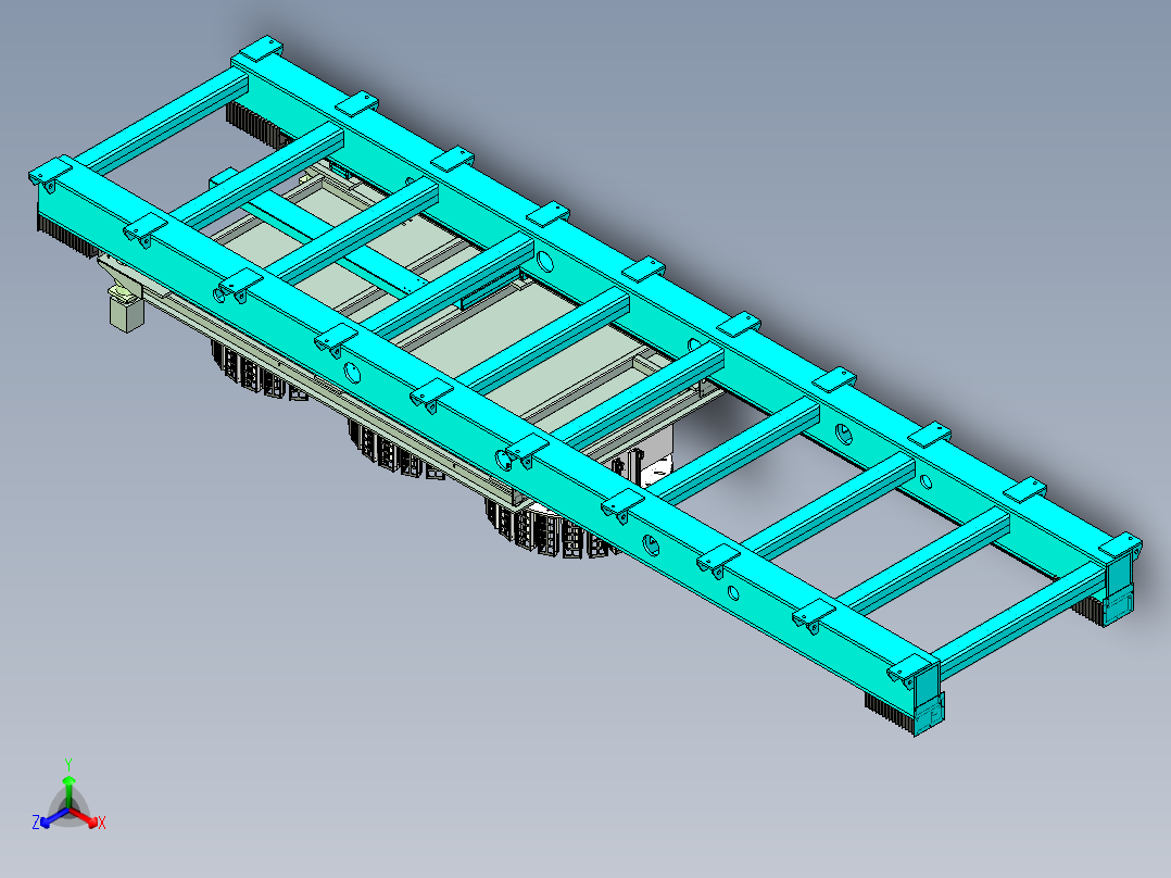 大型重载地轨输送平台正等轴测图
