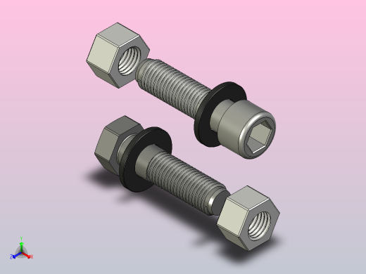 M16螺母螺栓垫圈正等轴测缩略图