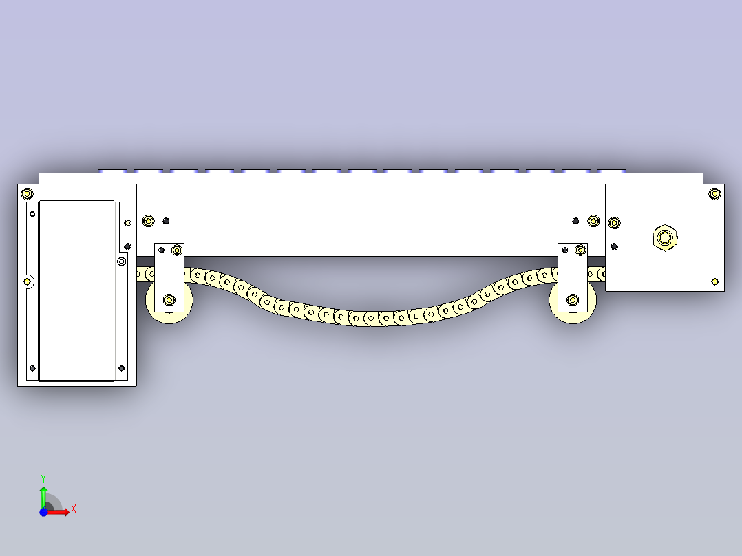 一款塑料链条输送机3D图纸前视图