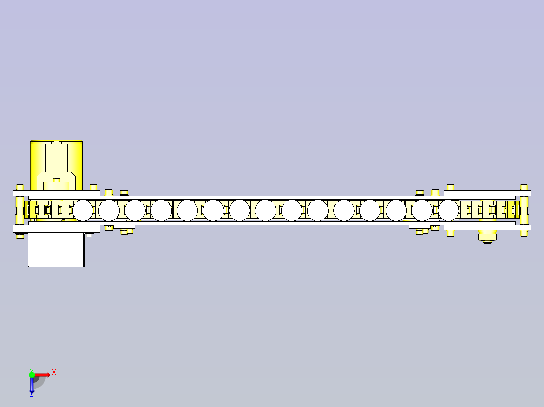 一款塑料链条输送机3D图纸俯视图