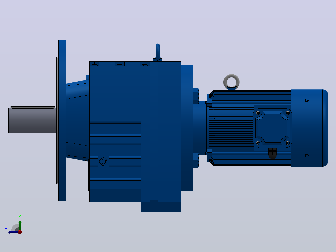 RF107法兰轴伸式安装斜齿轮减速机RF107-Y2.2-4P-100-M1-0°-Φ450右视图