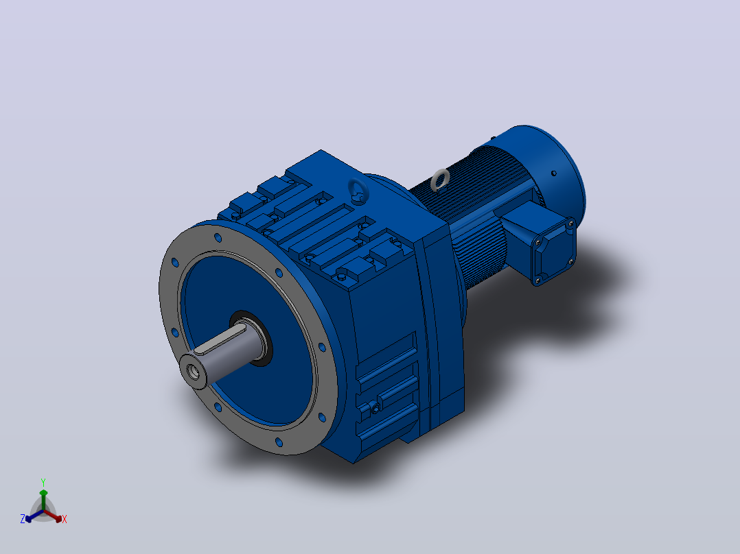 RF107法兰轴伸式安装斜齿轮减速机RF107-Y2.2-4P-100-M1-0°-Φ450正等轴测图