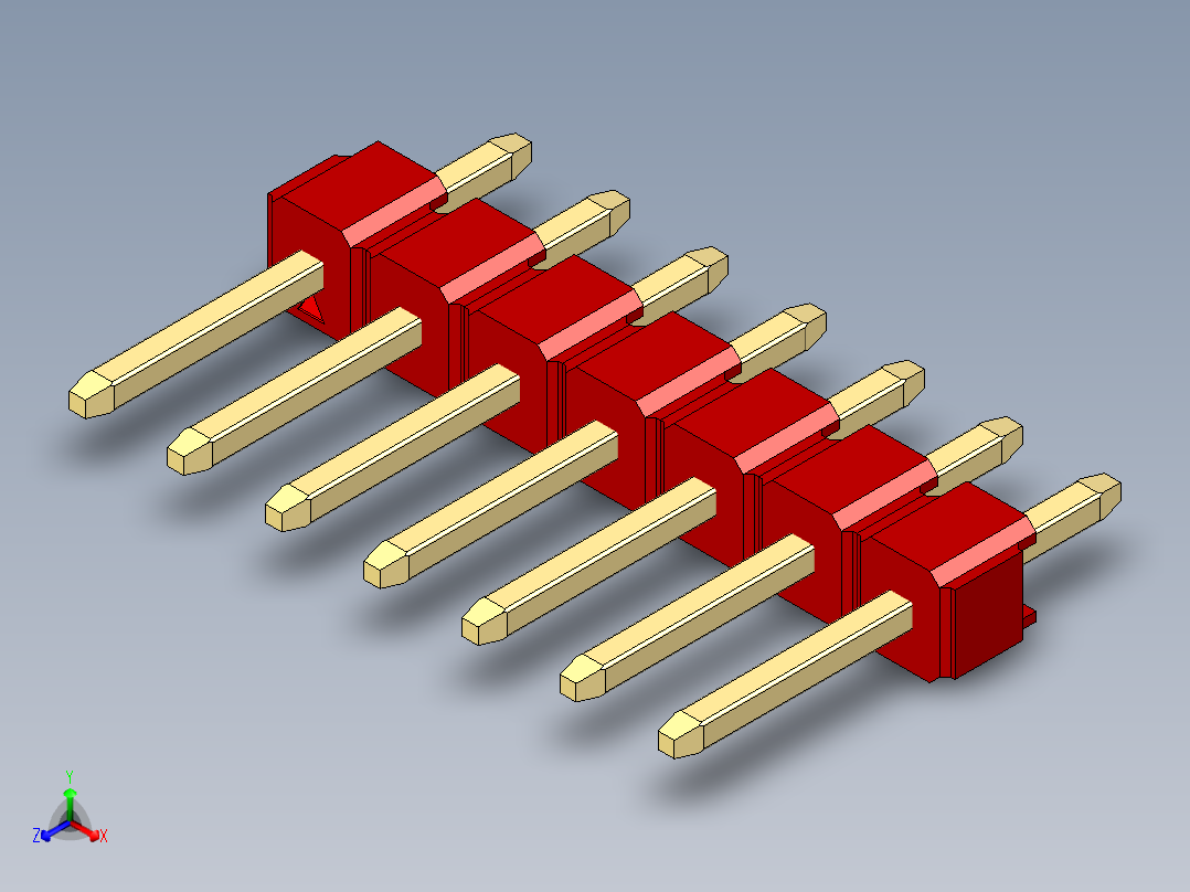 彩色公头100mil（2.54mm）系列-DS1021_red_1x07p_100mil_Type1_rev1.0主视图