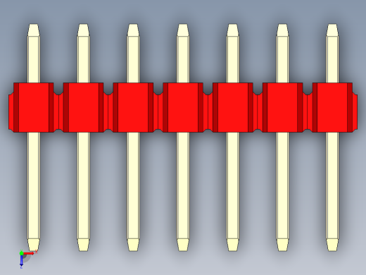 彩色公头100mil（2.54mm）系列-DS1021_red_1x07p_100mil_Type1_rev1.0俯视缩略图