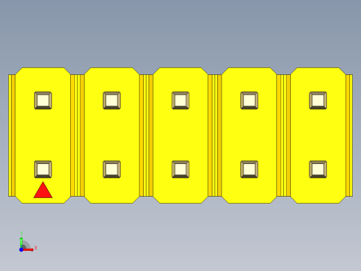 彩色公头100mil（2.54mm）系列-DS1021_yellow_2x05p_100mil_Type19_rev1.0前视缩略图