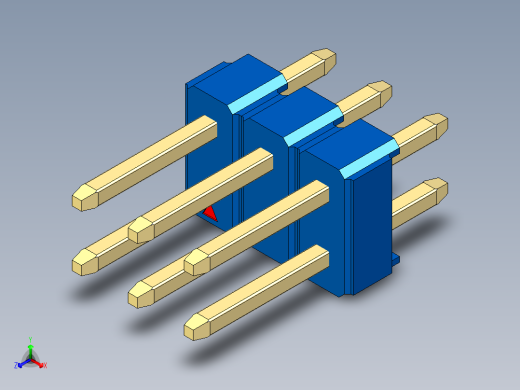 彩色公头100mil（2.54mm）系列-DS1021_blue_2x03p_100mil_Type1_rev1.0正等轴测缩略图