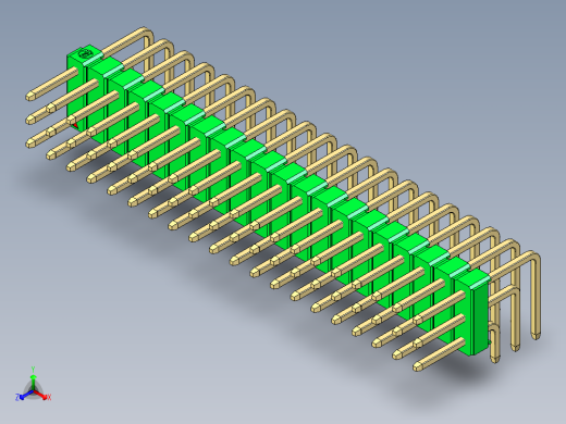 彩色公排针 100mil 2.54mm 系列-DS1022_green_3x20p_100mil_TypeD_rev1.0