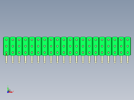 彩色公排针 100mil 2.54mm 系列-DS1022_green_3x20p_100mil_TypeD_rev1.0前视缩略图