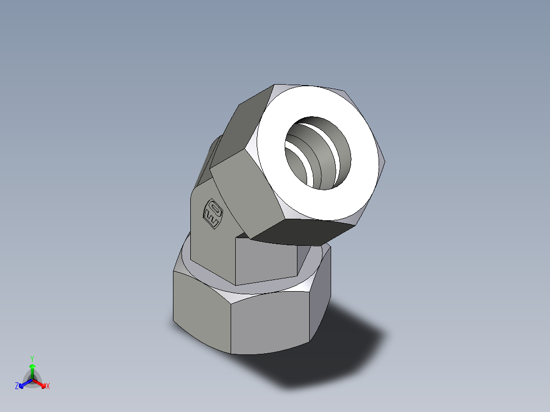 卡套式工业通用硬管接头EO_Swivel_nut_45_deg_elbow_EV25S71主视图