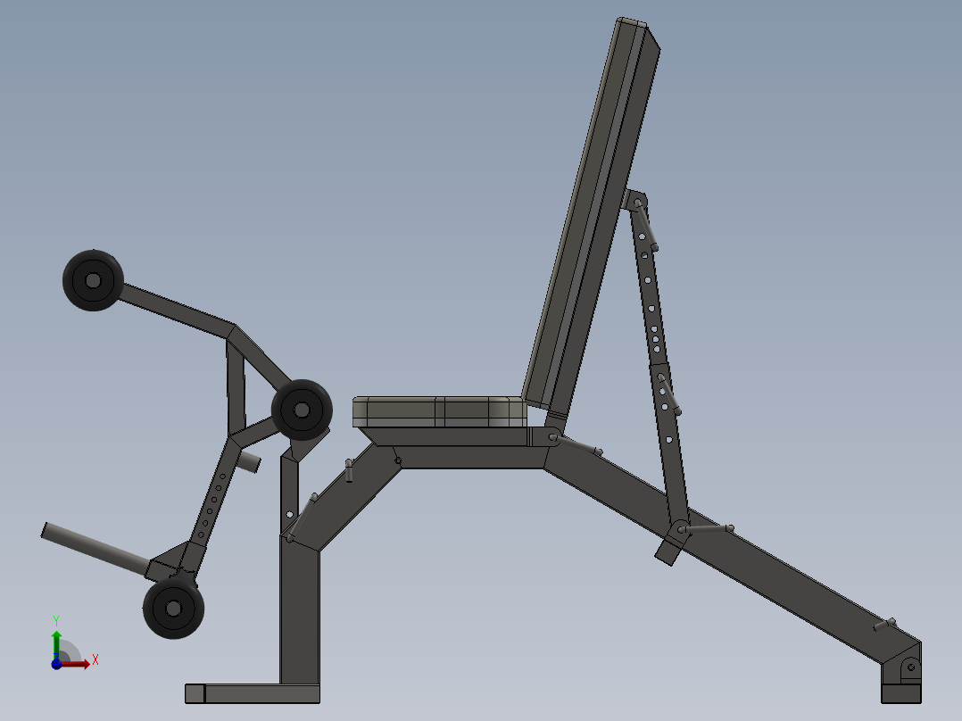 带腿重的长凳前视图