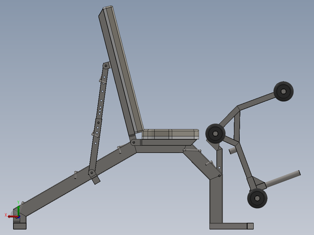 带腿重的长凳后视图
