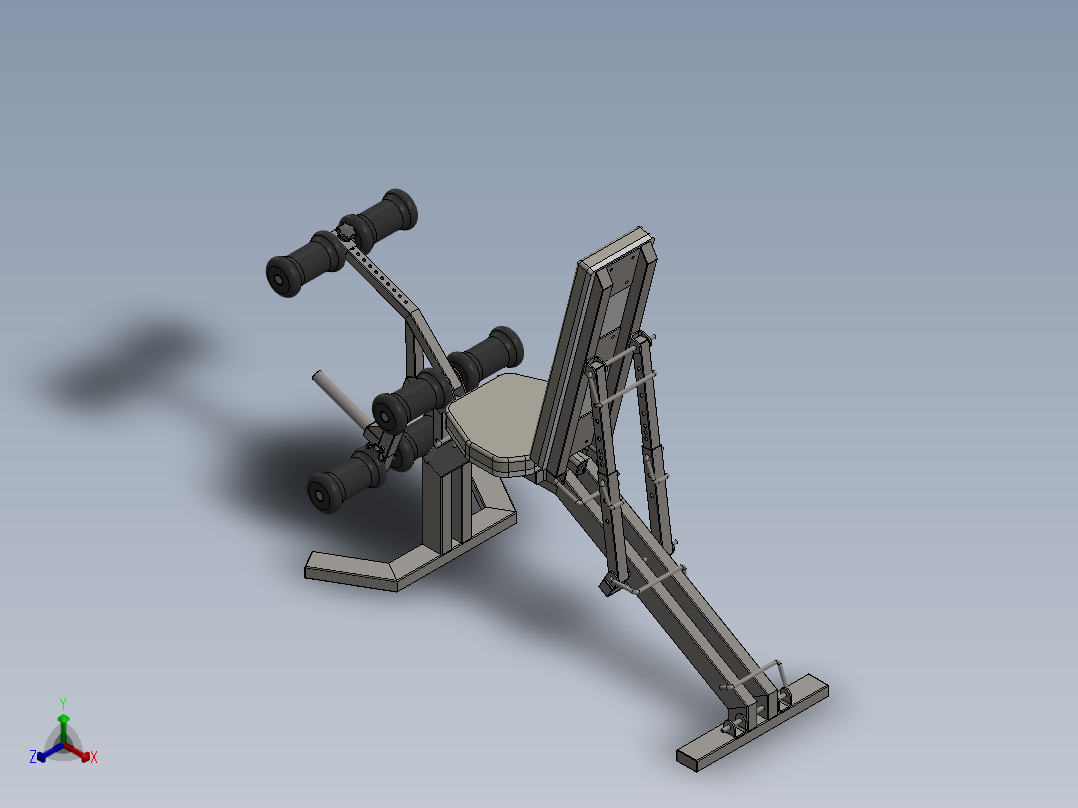 带腿重的长凳正等轴测图