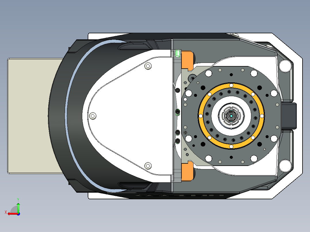 单臂斜交五轴头后视图