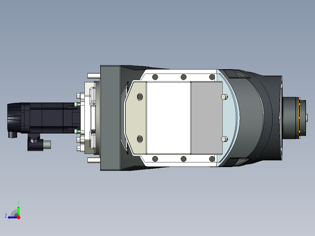单臂斜交五轴头右视图