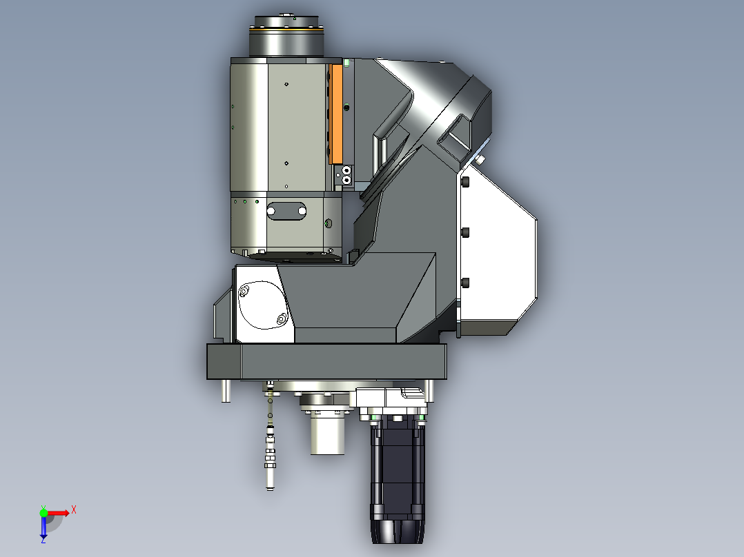 单臂斜交五轴头俯视图