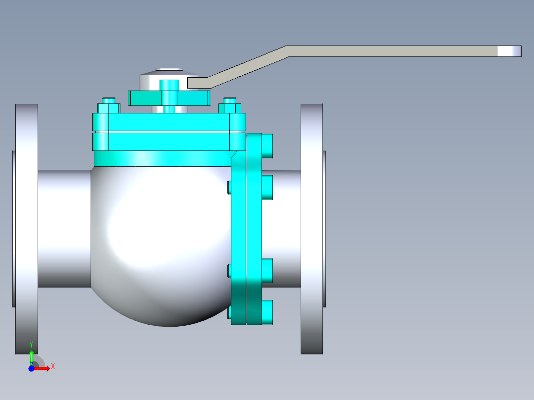 管道手动球阀-水管开关阀-手动阀门法兰连接球阀[50]前视图