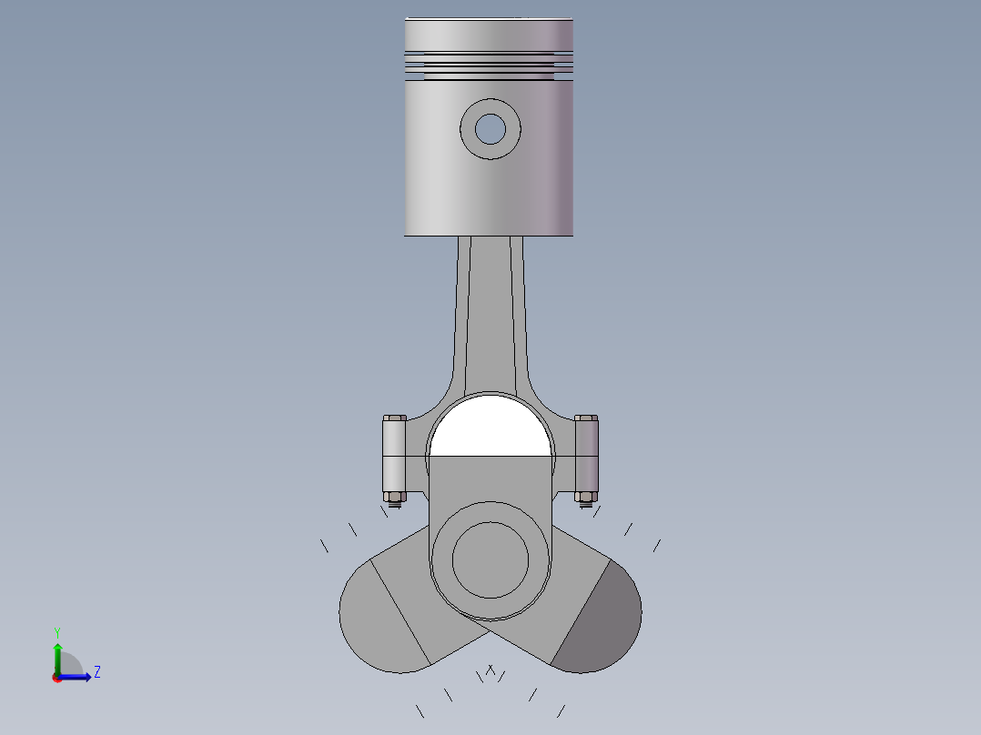曲轴连杆活塞模型与CAD左视图