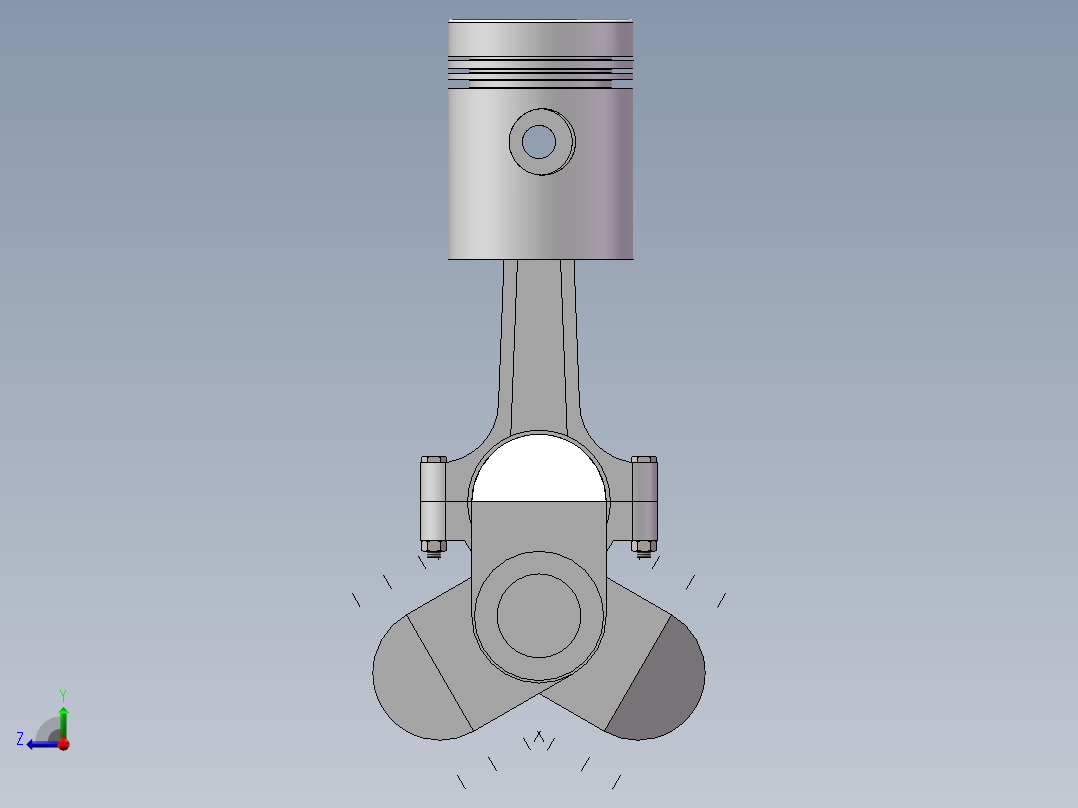 曲轴连杆活塞模型与CAD右视图